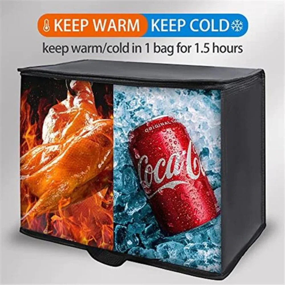 XL Insulated Grocery Tote Cooler Foldable Thermal Food Delivery Bag Zipper 2 PK